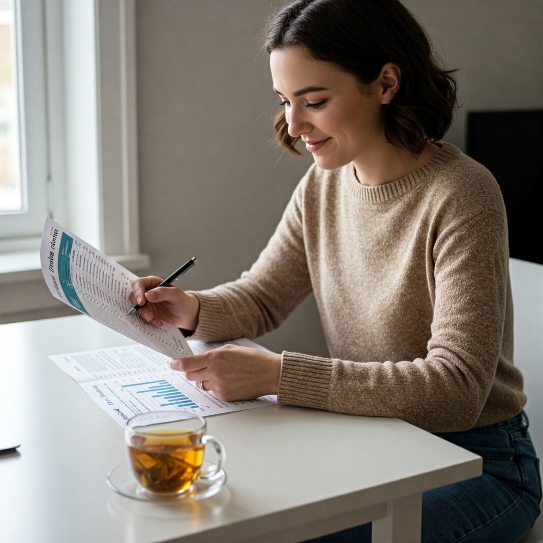 Person planning finances with hope