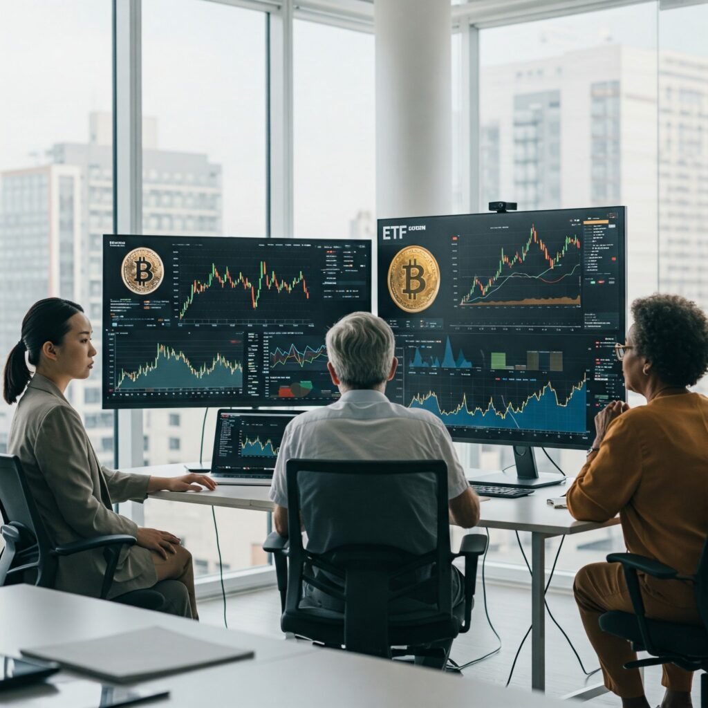 symbolizing the integration and accessibility offered by Bitcoin ETFs