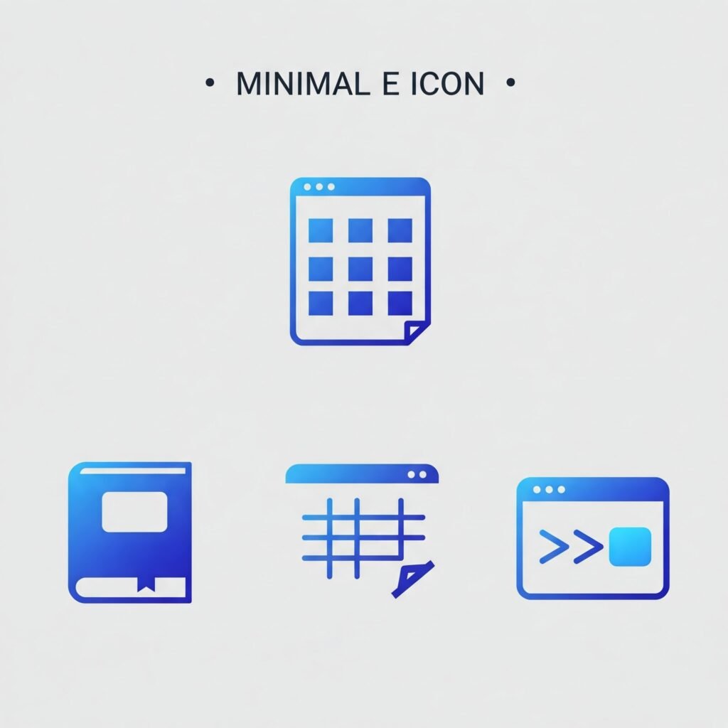 Digital products graphic: e-book, template, software ico