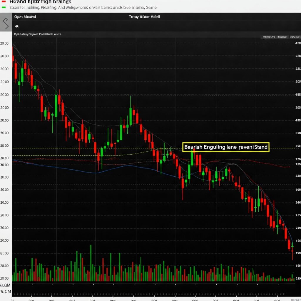 bearish reversal pattern and a subsequent downward trend.
