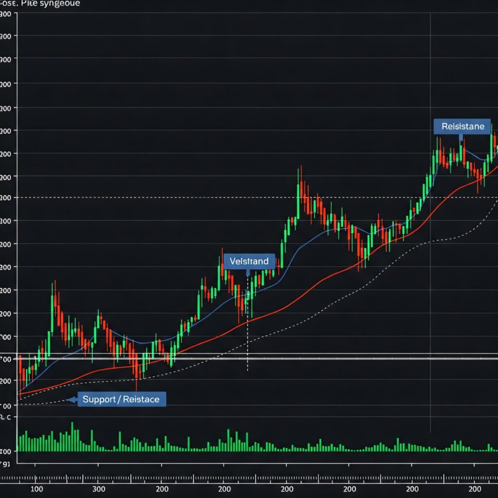 Stock Chart with Support and Resistance