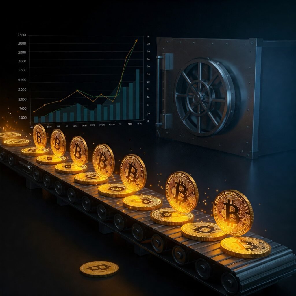 glowing Bitcoin symbols