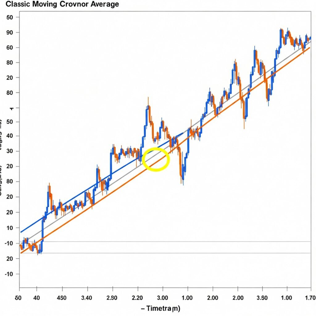 Moving average crossover on stock chart