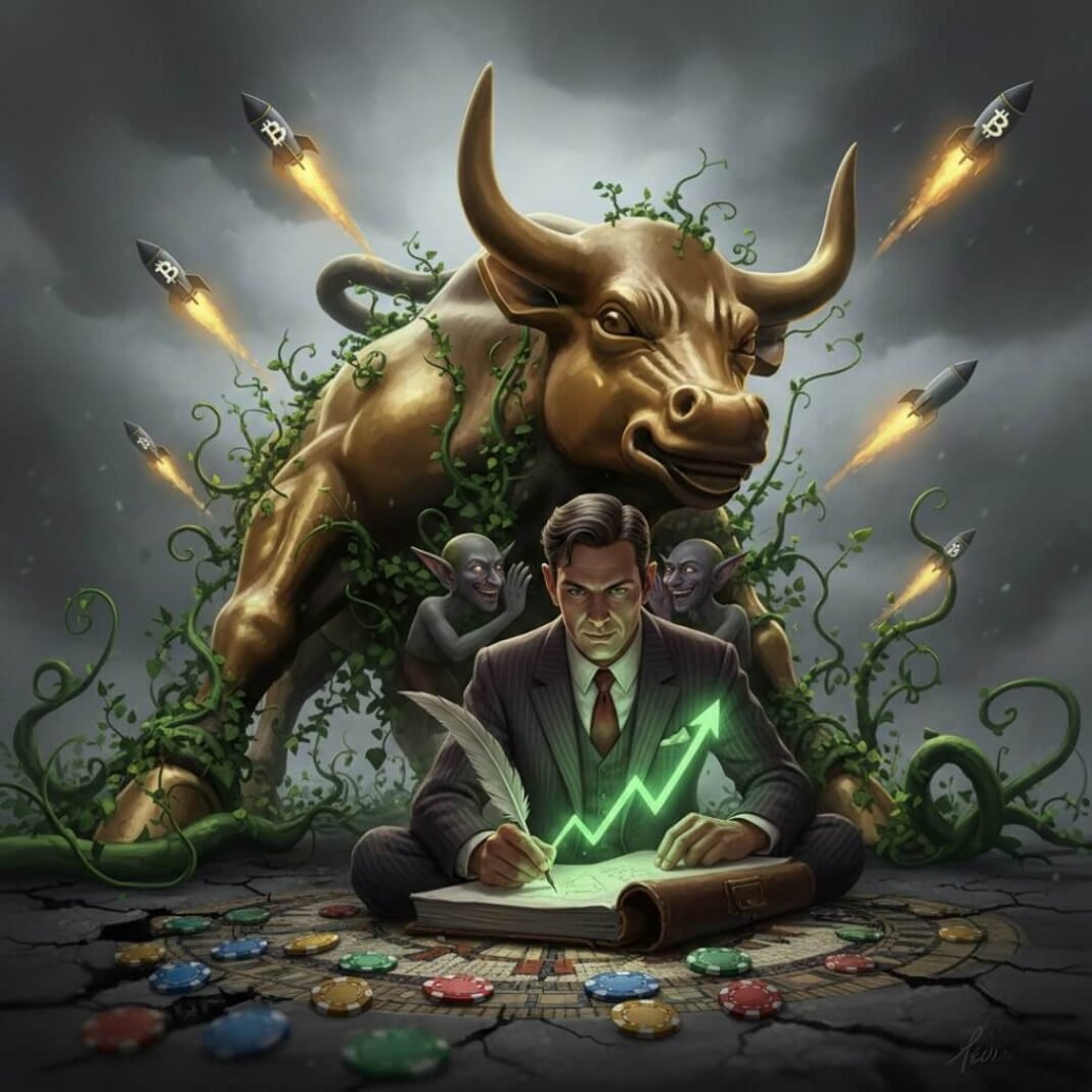 Bull, trader, goblins, and crypto rockets.