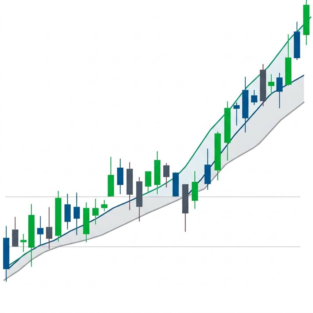 candlestick chart with blues